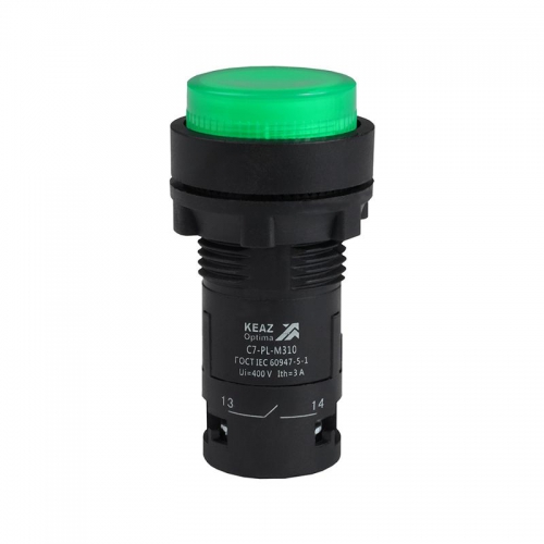 Кнопка с подсветкой OptiSignal Compact D22 С7-PL-M310 зел. 1НО 230В AC XB7NW33M1 КЭАЗ 362100 362100