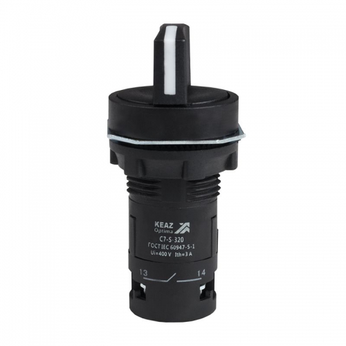 Переключатель 3 положения OptiSignal Compact D22 С7-S-320 черн. 2НО XB7ND33 КЭАЗ 362138 362138