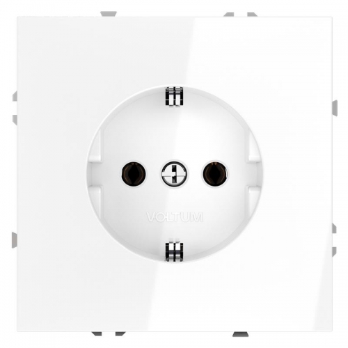 Розетка 1-м СП S70 16А с заземл. механизм бел. глянцевый Voltum VLS040101 VLS040101