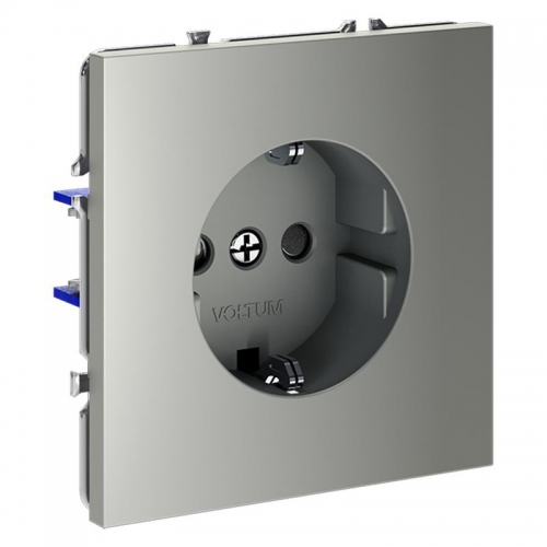 Розетка 1-м СП S70 16А с заземл. защ. шторки механизм сталь Voltum VLS040205 VLS040205