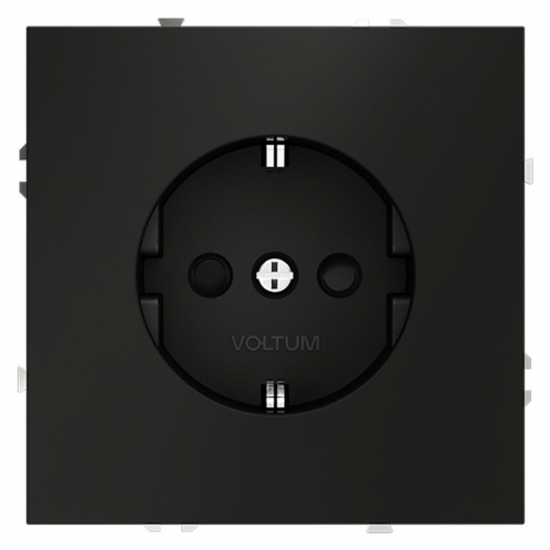 Розетка 1-м СП S70 16А с заземл. защ. шторки механизм черн. матов. Voltum VLS040208 VLS040208