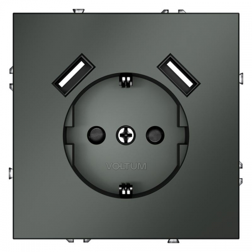 Розетка 1-м СП S70 16А с USB A+A с заземл. защ. шторки механизм титан Voltum VLS040406 VLS040406