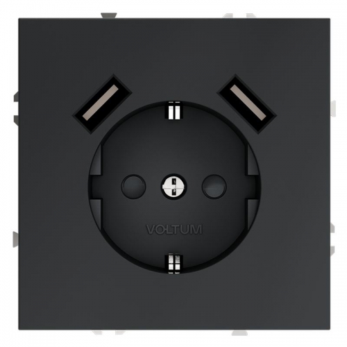Розетка 1-м СП S70 16А с USB A+A с заземл. защ. шторки механизм графит Voltum VLS040407 VLS040407