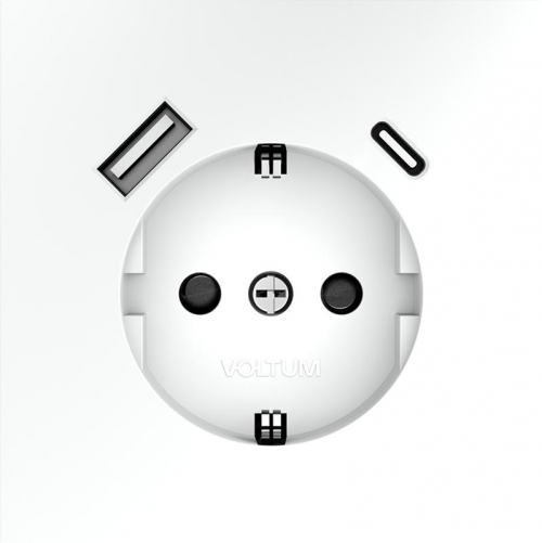 Розетка 1-м СП S70 16А с USB A+С с заземл. защ. шторки механизм бел. матов. Voltum VLS040502 VLS040502