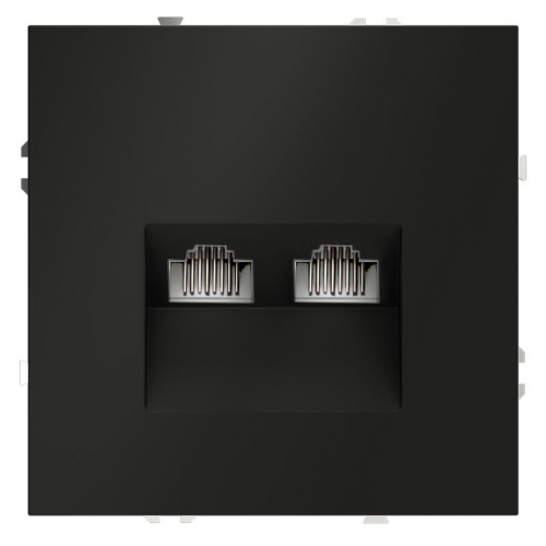 Розетка компьютерная 2-м СП S70 RJ45 + RJ45 кат.6 механизм черн. матов. Voltum VLS060208 VLS060208