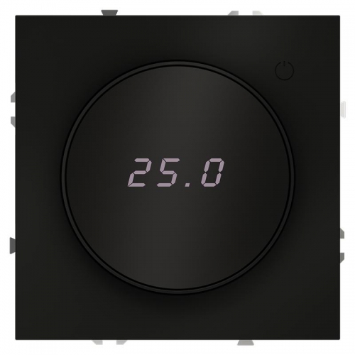 Терморегулятор электронный S70 с индикацией и датчиком для теплого пола механизм черн. матов. Voltum VLS070108 VLS070108