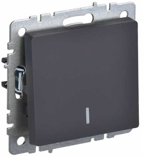 Выключатель 1-кл. СП BRITE ВС10-1-1-БрГ 10А с инд. графит IEK BR-V10-1-10-K53 BR-V10-1-10-K53