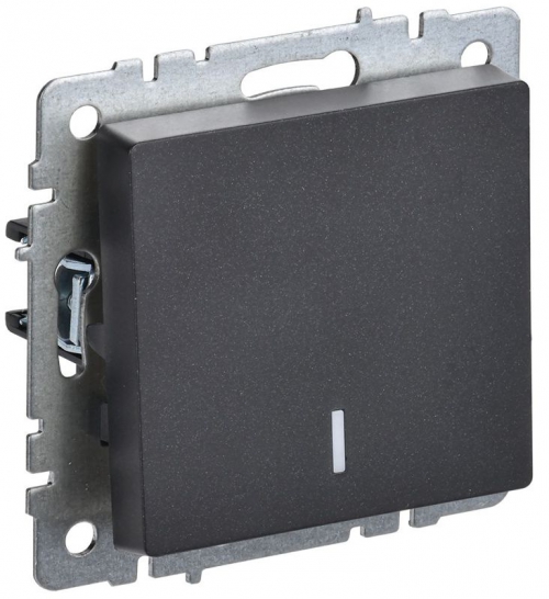 Выключатель 1-кл. СП BRITE ВС10-1-1-БрЧ 10А с инд. черн. IEK BR-V10-1-10-K02 BR-V10-1-10-K02