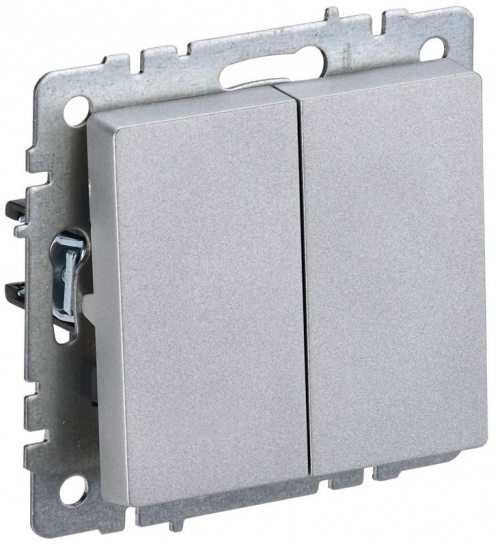 Выключатель 2-кл. СП BRITE ВС10-2-0-БрА 10А алюм. IEK BR-V20-0-10-K47 BR-V20-0-10-K47