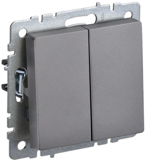 Выключатель 2-кл. СП BRITE ВС10-2-0-БрС 10А сталь IEK BR-V20-0-10-K46 BR-V20-0-10-K46
