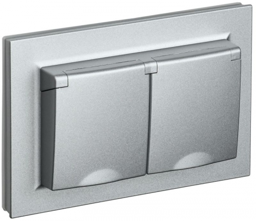 Розетка 2-м СП BRITE РСбш12-3-44-БрА 16А в сборе IP44 с крышкой алюм. IEK BR-R26-16-44-K47-F BR-R26-16-44-K47-F