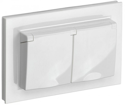 Розетка 2-м СП BRITE РСбш12-3-44-БрБ 16А в сборе IP44 с крышкой бел. IEK BR-R26-16-44-K01-F BR-R26-16-44-K01-F
