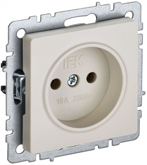Розетка BRITE РС10-1-0-БрКр 10А без заземл. без защ. шторок беж. IEK BR-R10-10-K10 BR-R10-10-K10