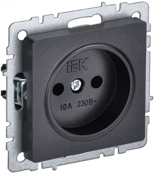 Розетка BRITE РС10-1-0-БрЧ 10А без заземл. без защ. шторок черн. IEK BR-R10-10-K02 BR-R10-10-K02