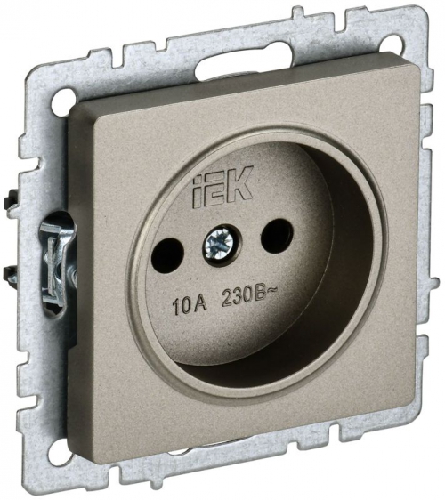 Розетка BRITE РС10-1-0-БрШ 10А без заземл. без защ. шторок шампань IEK BR-R10-10-K37 BR-R10-10-K37