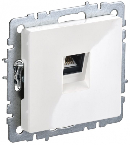 Розетка компьютерная СП RJ45 кат.5E BRITE РК10-БрБ бел. IEK BR-K10-1-K01 BR-K10-1-K01