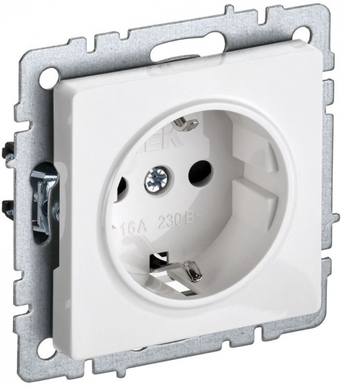 Розетка BRITE РС11-1-0-БрБ 16А с заземл. без защ. шторки бел. IEK BR-R11-16-K01 BR-R11-16-K01