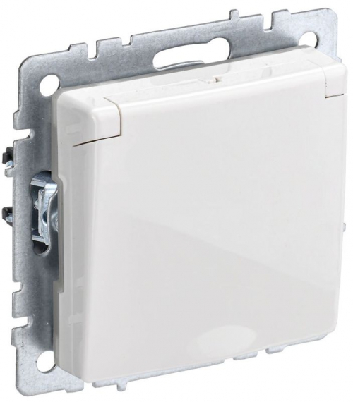 Розетка BRITE РСбш10-3-44-БрБ 16А IP44 с заземл. защ. шторки с крышкой бел. IEK BR-R16-16-44-K01 BR-R16-16-44-K01