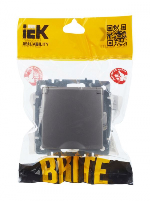 Розетка BRITE РСбш10-3-44-БрС 16А IP44 с заземл. защ. шторки с крышкой сталь IEK BR-R16-16-44-K46 BR-R16-16-44-K46