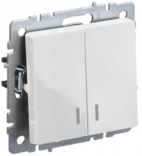 Выключатель 2-кл. СП BRITE ВС10-2-1-БрБ 10А с инд. бел. IEK BR-V20-1-10-K01 BR-V20-1-10-K01
