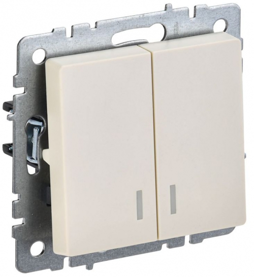 Выключатель 2-кл. СП BRITE ВС10-2-1-БрКр 10А с инд. беж. IEK BR-V20-1-10-K10 BR-V20-1-10-K10