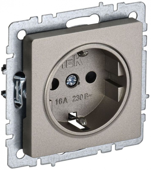Розетка BRITE РС11-1-0-БрШ 16А с заземл. без защ. шторки шампань IEK BR-R11-16-K37 BR-R11-16-K37
