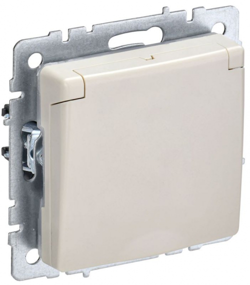 Розетка BRITE РСбш10-3-БрКр 16А IP20 с заземл. защ. шторки с крышкой беж. IEK BR-R16-16-K10 BR-R16-16-K10