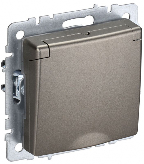 Розетка BRITE РСбш10-3-БрШ 16А IP20 с заземл. защ. шторки с крышкой шампань IEK BR-R16-16-K37 BR-R16-16-K37