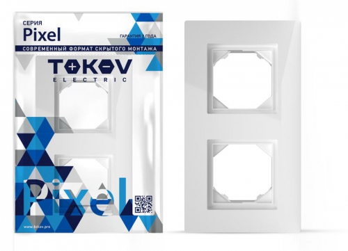 Рамка 2-м Pixel IP44 бел. TOKOV ELECTRIC TKE-PX-RM2-C01-IP44 TKE-PX-RM2-C01-IP44