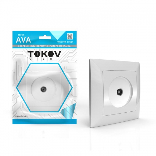 Розетка TV СП AVA в сборе бел. TOKOV ELECTRIC TKL-AV-A1O-C01 TKL-AV-A1O-C01