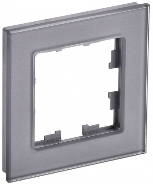 Рамка 1-м BRITE РУ-1-2-БрСе стекло сер. IEK BR-M12-G-K03 BR-M12-G-K03