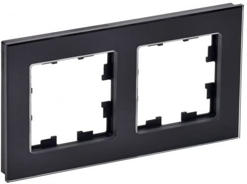 Рамка 2-м BRITE РУ-2-2-БрЧ стекло черн. IEK BR-M22-G-K02 BR-M22-G-K02