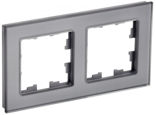 Рамка 2-м BRITE РУ-2-2-БрСе стекло сер. IEK BR-M22-G-K03 BR-M22-G-K03