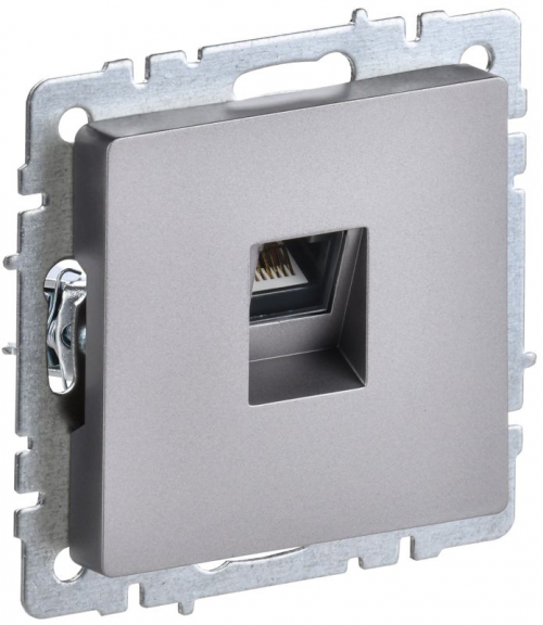 Розетка компьютерная СП RJ45 кат.6 BRITE РК11-БрС сталь IEK BR-K10-2-K46 BR-K10-2-K46