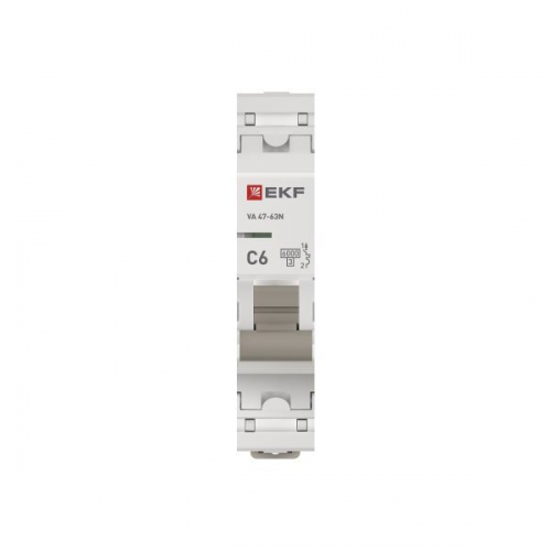 Выключатель автоматический модульный 1п C 6А 6кА ВА 47-63N PROxima EKF M636106C M636106C