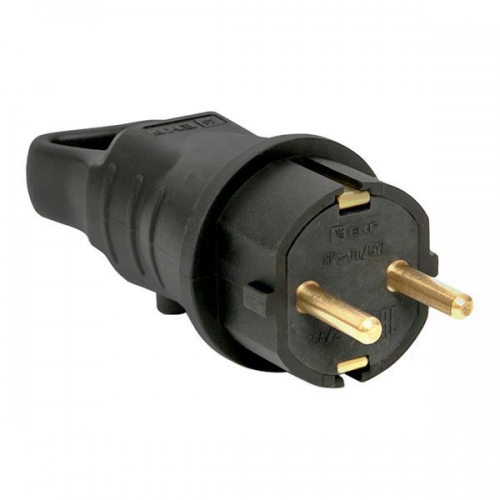 Вилка угловая 16А 2P+PE 230В IP44 с кольцом каучук Basic EKF RPS-017-16-230-44 RPS-017-16-230-44