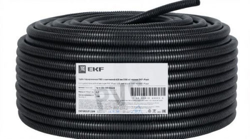 Труба гофрированная ПВХ d20мм с протяжкой черн. (уп.100м) Plast EKF tg-z-20-100-black tg-z-20-100-black