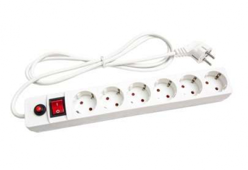 Удлинитель с сетевым фильтром 6х3м с заземл. 10А IP20 ПВС 3х0.75 защ. шторки бел. UNIVersal 967U-3003 967U-3003