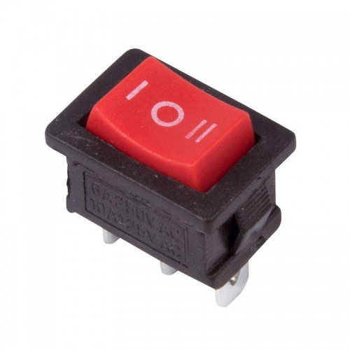 Выключатель клавишный 250В 6А (3с) ON-OFF-ON красн. с нейтралью Mini (RWB-205; SC-768) REXANT 36-2144 36-2144