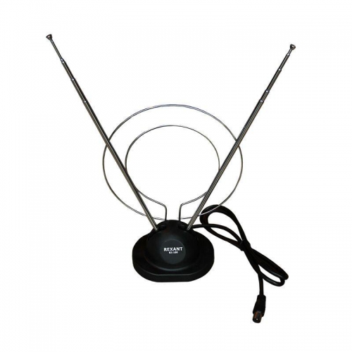 Антенна ТВ комнатная RX-100 телескопич. на подставке с кольцом VHF; UHF 47-860MHz REXANT 34-0100 34-0100