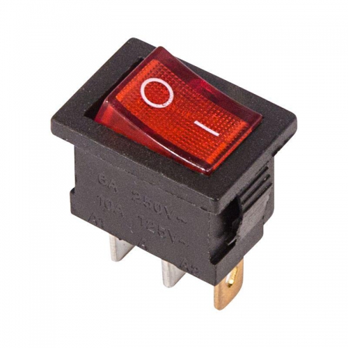 Выключатель клавишный 250В 6А (3с) ON-OFF красн. с подсветкой Mini (RWB-206; SC-768) Rexant 36-2150 36-2150