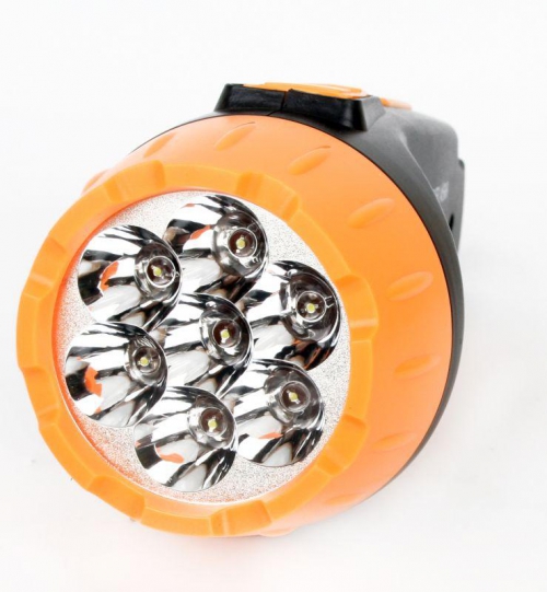 Фонарь аккумуляторный LED3807 7LED 2 режима аккум. SLA 220В пластик. черн./желт. (кор.) Ultraflash 9216 9216