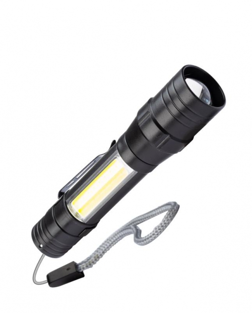 Фонарь аккумуляторный ручной LED 1Вт + COB 5Вт линза зум аккум. Li-ion 18650 1А.ч USB-шнур ABS-пластик КОСМОС KOS113Lit KOS113Lit
