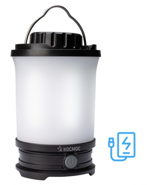 Фонарь аккумуляторный кемпинговый LED 10Вт съемн. аккум. Li-ion18650 2х2.2А.ч Power-bank USB-шнур КОСМОС KOS604Lit KOS604Lit