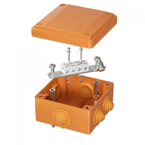 Коробка ответвительная FS 100х100х50мм 4р 450В 6А 4кв.мм с каб. вводами и клеммн. IP55 пластик. DKC FSB11404 FSB11404