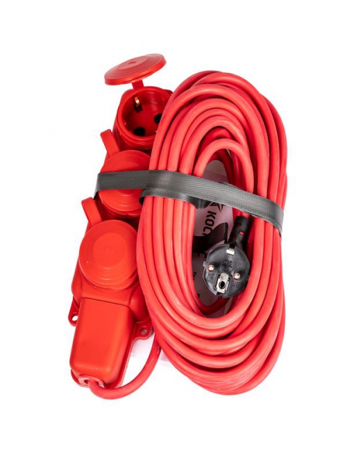 Удлинитель на каучуковой колодке 3х10м 16А IP44 250В 4кВт каучук КГ 3х2.5 красн. УХз16 Россия КОСМОС YKsm10m-3g(16A)KG-R YKsm10m-3g(16A)KG-R