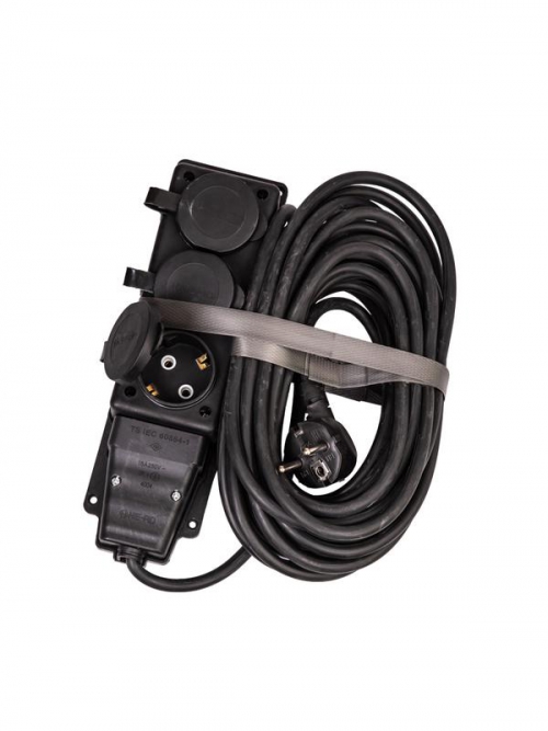 Удлинитель на каучуковой колодке 3х10м 16А IP44 250В 4кВт каучук КГ 3х2.5 черн. УХз16 Россия КОСМОС YKsm10m-3g(16A)KG-B YKsm10m-3g(16A)KG-B