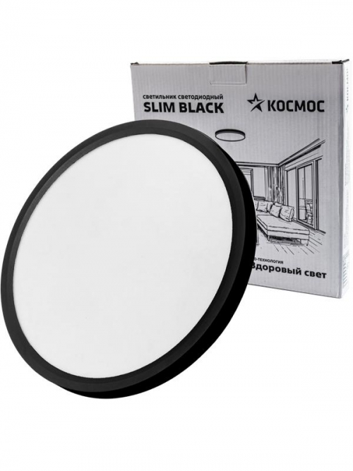 Светильник светодиодный SLIM BLACK 28Вт 4500К IP40 2398лм 230В 300х25мм КОСМОС KSlim28w_B4500K KSlim28w_B4500K