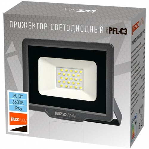 Прожектор светодиодный PFL-C3 20Вт 6500К IP65 закален. прозр. стекло JazzWay 5023543A 5023543A