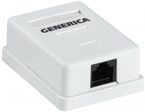 Розетка компьютерная 1-м ОП RJ45 кат.5E UTP GENERICA CS2-1C5EU-12-G CS2-1C5EU-12-G